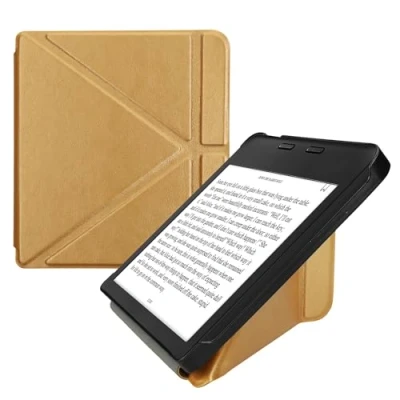Image de kwmobile Étui Compatible avec Kobo Libra 2 Coque à Rabat magnétique Tablette eReader Similicuir doré