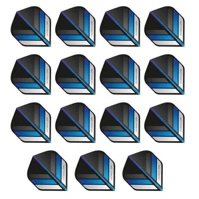 Image de RED DRAGON Hardcore XT Noir et Bleu Stripe Extra Épais Standard Fléchettes Dart Flights 5 Jeux par Paquet (15 Vols au Total)