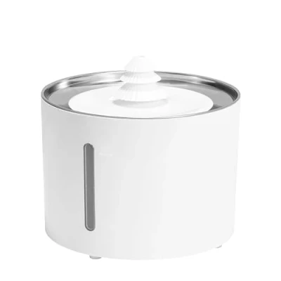Image de Amazon Basics Fontaine à eau pour chat en acier inoxydable boire avec 3 filtres, L, Blanc