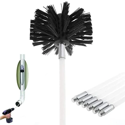 Image de kit Brosse de Cheminée, Outil Nettoyage pour Cheminées ramonage Ccontient 6 (61cm Tiges Flexibles et 1 (100mm) Tête du Poêle à Granulés Pellet