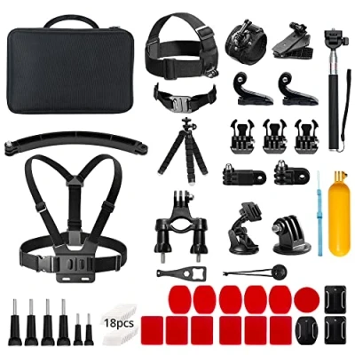 Image de AKASO Kit d&#039;accessoires pour caméra d&#039;action 60 en 1 avec Sac de Collecte, Compatible EK7000/EK7000 Pro/Brave 4/Brave 7 Le/Brave 7/V50X/V50 Pro/V50 Elite/GoPro Hero 11 10 9 8 7/DJI/Apexcam
