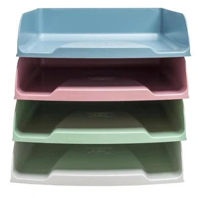 Image de Exacompta Réf. 111303SETD Set de 4 Corbeilles à courrier COMBO STYLI Autentik dimensions 34,6 x 25,5 24,3 cm pour format A4+ couleurs assorties