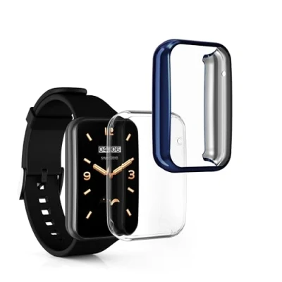 Image de kwmobile Coque Compatible avec Xiaomi Mi Band 7 Pro 2X Étui Cadre écran en Silicone pour Fitness Tracker Transparent Bleu foncé