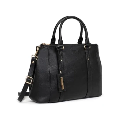 Image de Hexagona Sac porté Main 2 poignées Compatible téléphone Portable pour Femme Collection Toscane Noir