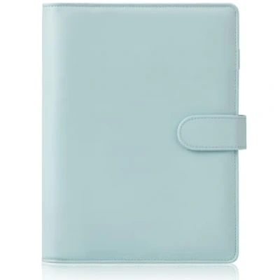 Image de HAUTOCO Classeur a5, en cuir synthétique, A5 6 anneaux Cover pour papier et carnet de notes rechargeables Organiseur Planificateur Reliure(papier intérieur non inclus), bleu menthe