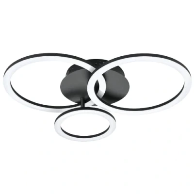 Image de Eglo connect.z Luminaire plafonnier LED connecté Parrapos Z, ZigBee, lampe de plafond contrôlable par application et commande vocale Alexa, blanc chaud froid, dimmable, noir blanc, 55 x 45 cm