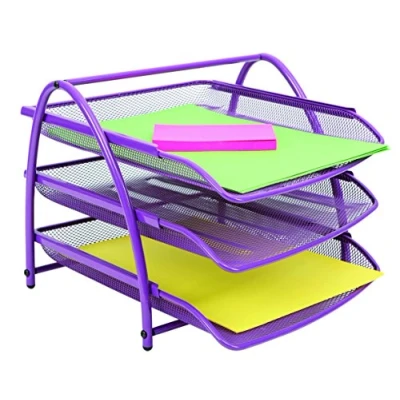Image de Alba MESHTRAY3 P Set de 3 Corbeilles Françaises Coulissantes en Métal Mesh Violet