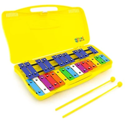 Image de Mad About XYL50 CL 25 Notes Chromatique Glockenspiel &amp; Deux Batons Boîtier jaune Introduction idéale à l&#039;harmonie musicale Metallophone Xylophone