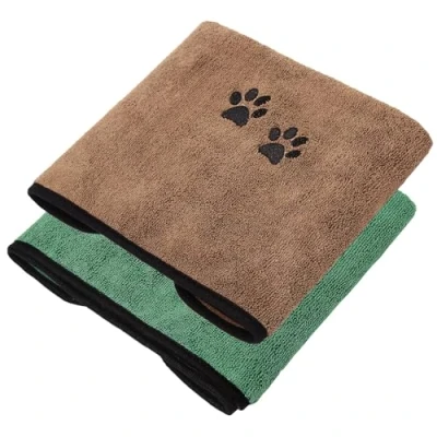Image de TAIYUNWEI Lot de 2 serviettes bain à séchage rapide pour chiens, en microfibre super absorbantes, animaux compagnie, chiens petite et moyenne taille