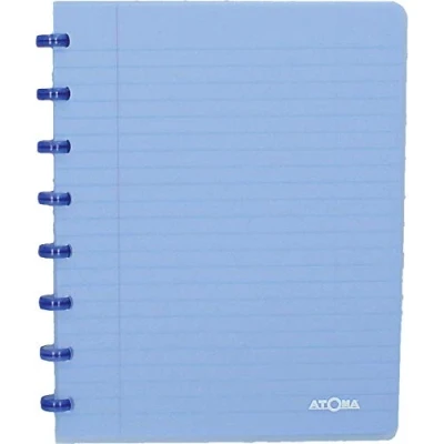 Image de Atoma Cahier A5 à Anneaux Quadrillé 5x5mm avec Marge 72 Feuilles Détachables (144 Pages) Couverture en Polypropylène Recyclable Bleu Transparent, (4.1357)