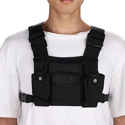 Image de Cuifati Radio Chest Harness, Walkie Talkie Double Harness Front Pack Pouch Holster Vest Rig for Two Way Firefighting/Military/Rescue Essentials