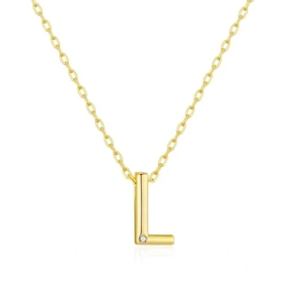 Image de Philip Jones Collier Plaqué or avec initiale lettre L créé des cristaux de zircon, or, Cristal zircondia®