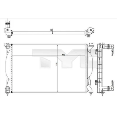 Image de TYC 702 0012 R Radiateur du moteur pour véhicules avec système de climatisation 632 416 23 boîte vitesses manuelle ailettes jointes mécaniquement