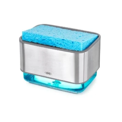 Image de OXO Good Grips Porte éponge Distributeur de Savon en Acier Inoxydable Transparent Taille Unique