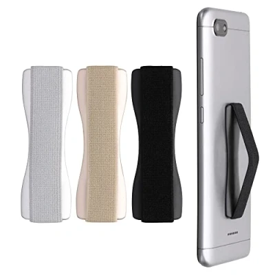 Image de kwmobile 3X Support Doigt Smartphone Accessoire pour téléphone Portable Sangle poignée Dos Noir doré argenté
