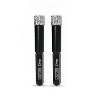 Image de DT DIATOOL Forets Diamant Sec à Queue Hexagonale 2 Pièces 12mm Brasé Sous Vide Scie Cloche pour Tuile Céramique Marbre Granit