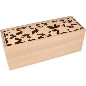 Image de Artemio Boîte de Rangement avec Couvercle étoiles 33 x 12 cm, Bois, Beige, Taille Unique