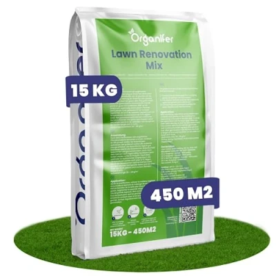Image de Organifer Mélange De Scarification Rénovation Gazon (15Kg Pour 450M2) Entretien La Pelouse Verte Santé Du Sol Engrais Plantes Npk 5.5+2.5+1.5
