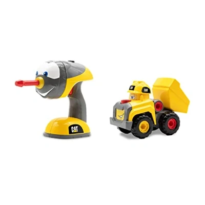 Image de Cat CatToys Official Construction Jr. Crew Fix It Fleet Toy Camion Benne basculante Jaune