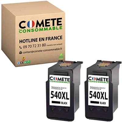 Image de COMETE, marque française 540 XL 2 Cartouches d&#039;encre Noires Compatibles avec Canon PG / PG540 540XL Noir compatible pour Pixma TS5150 TS5151 MG3650s MG3650 G4250 MG3600 MX475 (2 Noirs)