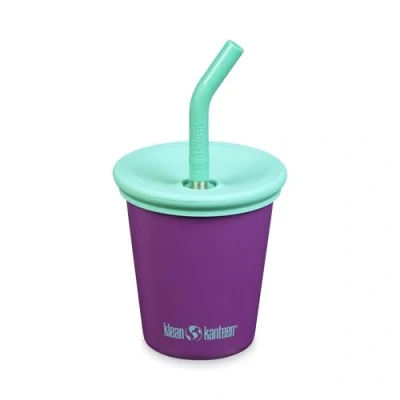 Image de Lean Kanteen Kid Cup Tasse en acier inoxydable avec couvercle à paille 284 ml Raisin scintillant