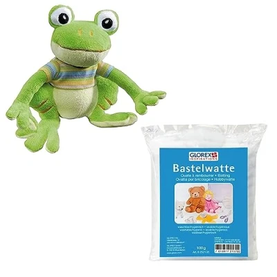 Image de Glorex 04601 1K Kit Complet de Doudou à remplir soi même Joe en Forme Grenouille Env. 16 cm + 100 g ouate, pour bricoler et se blottir