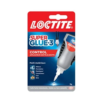 Image de Loctite Super Glue 3 Control, colle instantanée surpuissante avec débit contrôlé, universelle pour la plupart des matériaux, liquide dans un flacon anti choc de g