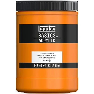 Image de Liquitex 8870367 Basics peinture acrylique, artistique monopigmentée, résistante à la lumière, qualité archive, finition satinée, pot De 946 ml Orange Cadmium Imitation