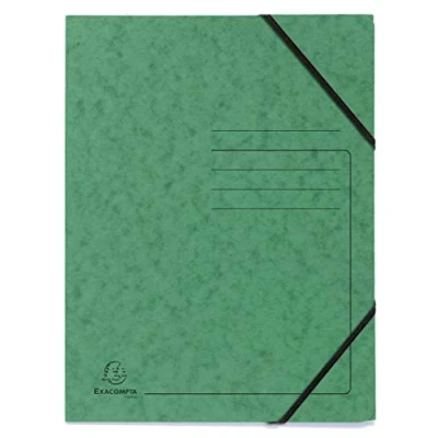 Image de Exacompta Réf. 555413E Paquet de 5 chemises à élastiques sans rabat imprimées pochettes en carte lustrée 355 g/m² dimensions 24 x 32 cm pour documents au format A4 couleur VERT