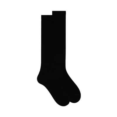 Image de Calze lunghe uomo cotone nero tinta unita.