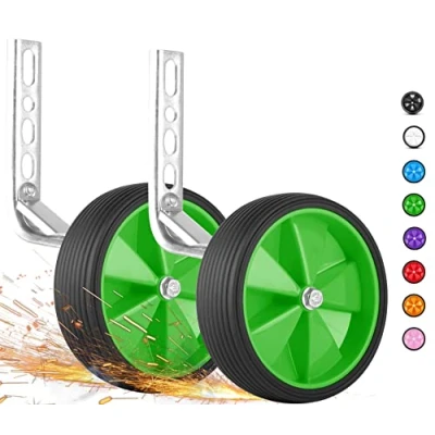 Image de PROMETHEUS BICYCLES Petite roue velo enfant universel 12 14 16 18 pouces Roulette Stabilisateurs vélos construction robuste en acier avec pneus caoutchouc (vert)