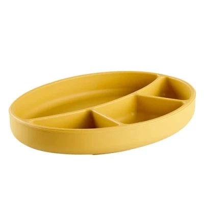 Image de Assiette ventouse THERMOBABY Silicone Jaune Miel Compartimentée et antidérapante