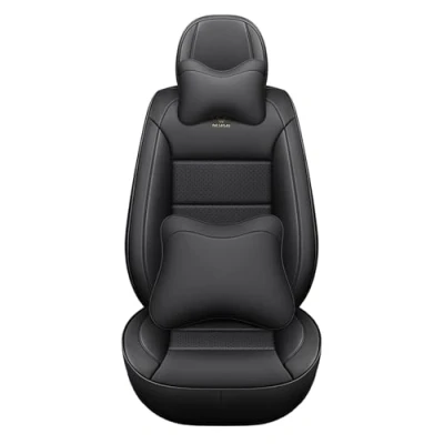 Image de Eunncu Housses de Siège Voiture Universelle Ensemble Complet Siege Auto Universel en Cuir Compatible avec Les Airbags Latéraux Couvre Sieges pour Avant et Arrière, Noir Luxe