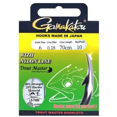 Image de Gamakatsu Bas Ligne LS 708N Trout Master (10 pcs) Taille : 120cm crochet 6 0,18mm