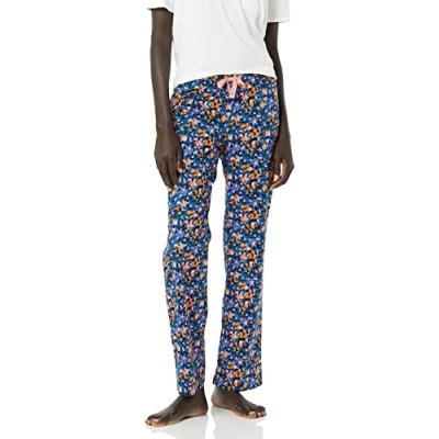 Image de Amazon Essentials Pantalon de Pyjama en Popeline Femme, Bleu Profond Camouflage Floral, XS