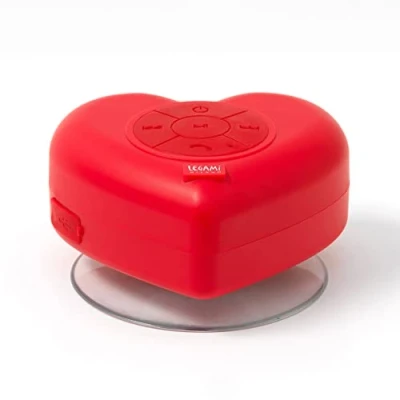 Image de Legami Mains libres et haut parleur Bluetooth® résistant à l&#039;eau, 8,5 x 8 cm, en silicone ABS, thème amour, chantant dans la salle de séjour, microphone intégré, câble USB charge inclus, temps