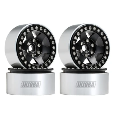 Image de INJORA RC Jante 4pcs 1,9inch Beadlock Roue en Métal pour 1:10 Crawler Axial SCX10 Pro TRX4 VS4 10 Redcat Gen 8 7 Enduro MST (Noir)
