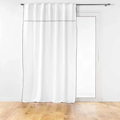 Image de douceur d&#039;intérieur, Rideau à Passants Cachés Avec Volant (140 x 240 Cm) Mistraline Blanc, Coton Recyclé