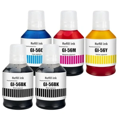 Image de LAIPENG GI 56 GI56 Encre Compatible avec MAXIFY GX7050 GX6050 GX5050 GX4050 GX3050 GX5550 GX6550 Imprimante Multipack 5 Couleurs (Noir*2/Cyan/Magenta/Jaune)