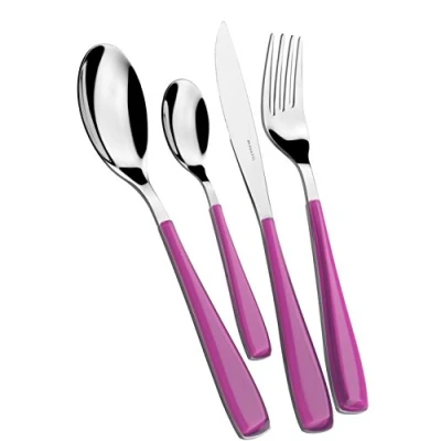 Image de BUGATTI, Essenza, Ensemble de Couverts 24 pièces en Acier Inoxydable 18/10 et Manche Couleur Iris. Set 6 Personnes composé cuillères, fourchettes, Couteaux cuillères à café