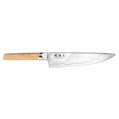 Image de KAI Seki Magoroku Composite Couteau de Chef 20,0 cm Acier Inoxydable SUS420J2 56 HRC/Acier VG 10 61 HRC Bois Pakka à Grain léger fabriqué la Main au Japon Soie complète