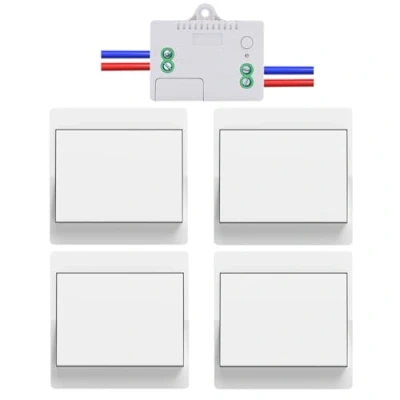 Image de Cerhot EU interrupteur sans fil piles Lot de 4 kit RF433 telecommande a distance eclairage domestique (EU 1Gang 4V1 A)