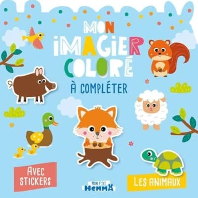 Image de Mon P&#039;tit Hemma Imagier coloré à compléter Les animaux avec stickers pour enfants Dès 3 ans