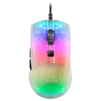 Image de MARSGAMING Mars Gaming MMRW Blanc, Souris RGB Chroma, Carcasse Translucide Ultra léger 58g, 12800 DPI, Switches Mécaniques HUANO