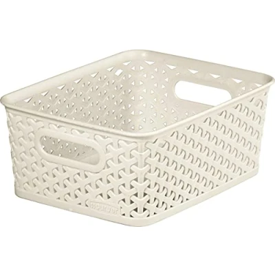 Image de CURVER My Style Lot de 3 paniers rangement effet rotin 12 L Blanc vintage