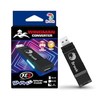 Image de Brook Wingman XE 2 Converter Adaptateur de contrôleur sans fil deux en un pour PS, consoles Switch et PC, prend charge le Turbo réglable Remap, bleu