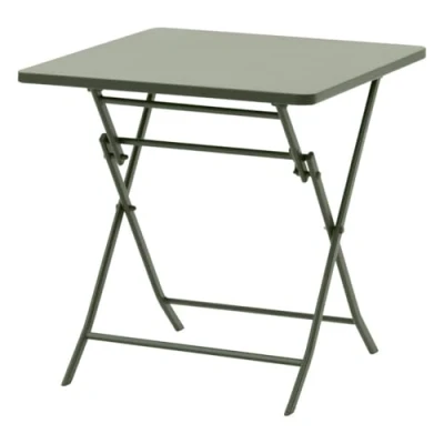 Image de Table de jardin pliante carrée &quot;Greensboro&quot; vert laurier 2 places en acier Hespéride Unique