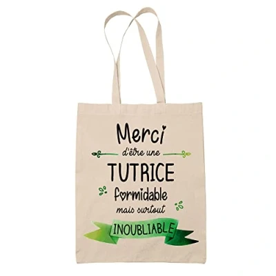 Image de Planetee Tote Bag Merci Tutrice Inoubliable Idée Cadeau Collègue Travail Retraite Sac Cabas Réutilisable