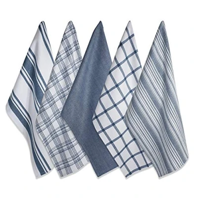 Image de DII Tissé Assorti Ensemble de torchons Cuisine, Coton, Bleu Pierre, 18x28