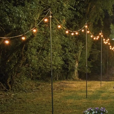 Image de Festive Lights Bâtons navette de 1,5 m ou 2,4 pour suspendre des lumières décoratives, lanternes, ficelles, Noël En acier robuste jardin, mariage, célébration (mât